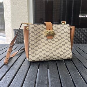 Michael Kors brown monogram shoulder bag